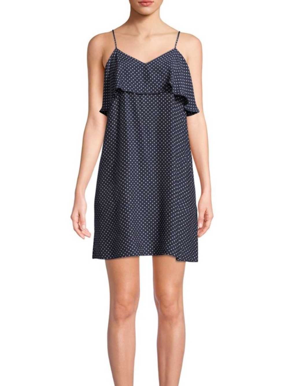 ATM Anthony Thomas Melillo 100% Silk Polka Dot Flounce Strappy Mini Dress Medium